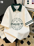 Td Psalm 91 God Is My Refuge Polo Shirt, Unisex Casual Blouse, Patchwork Design, Fitted Style, 6 Colors Available, Comfortable Short Sleeve Top