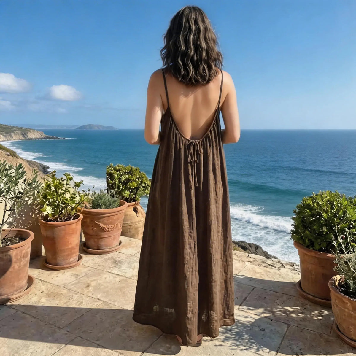 Women's Solid Color Cami Lounge Dress, Elegant Sleeveless Long Dress for Summer, Ladies Sleepwear for Indoor Wear