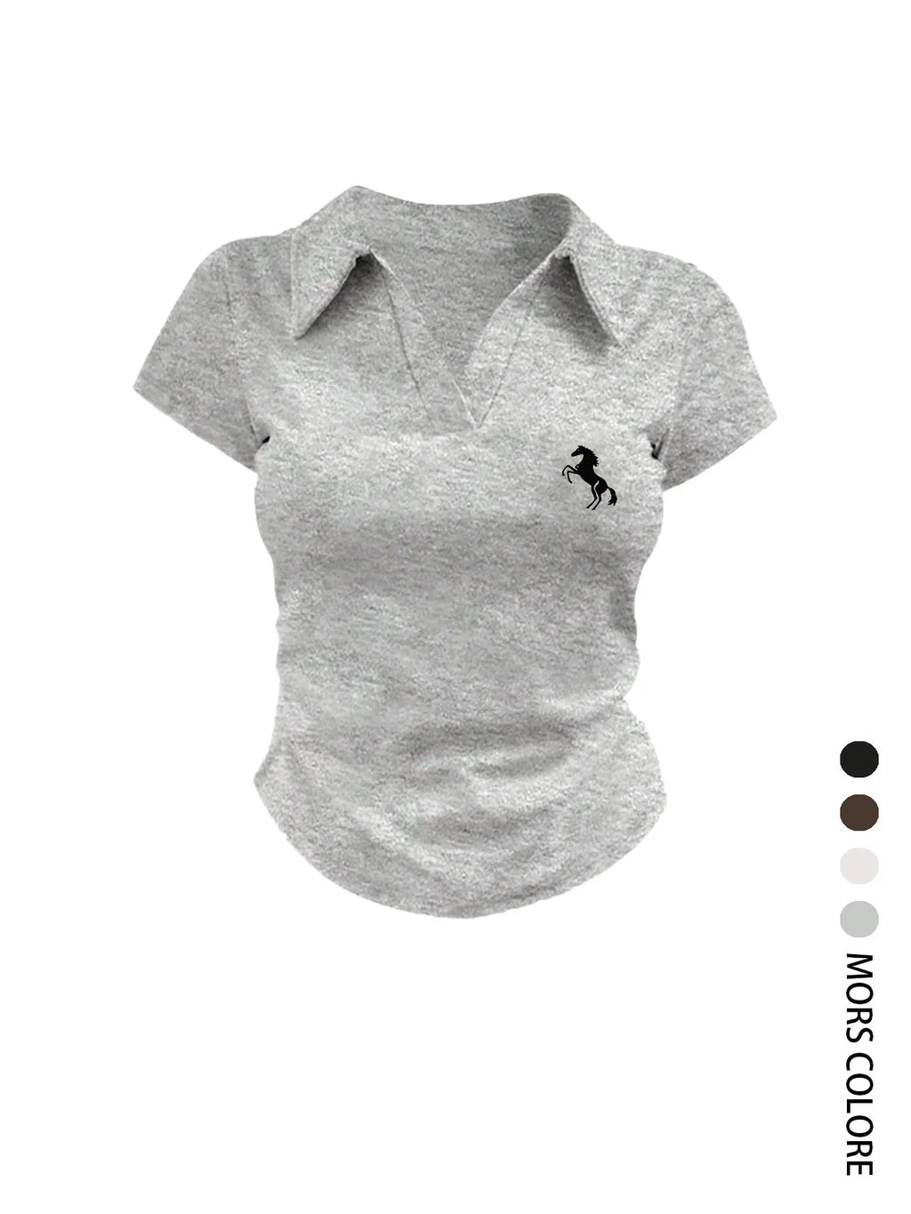 Women's Casual Slim Fit Short Sleeve Polo Neck Animal T-Shirt, Summer Fashion Top for Daily Wear, Stylish and Versatile Design