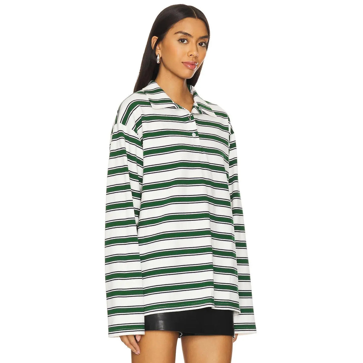 superdown Cailyn Polo Top in White & Green